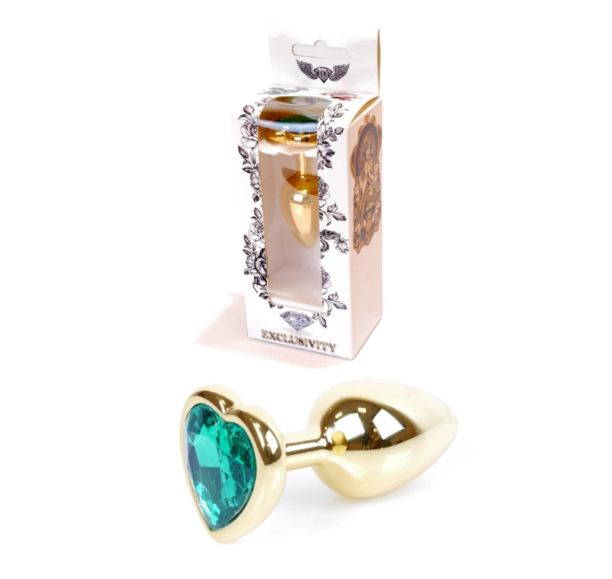    Jewellery Gold Heart PLUG- Green 7  2,7   