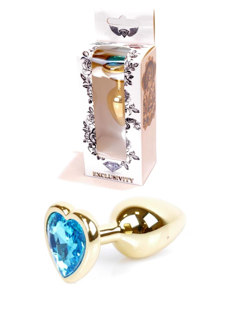   Jewellery Gold Heart Plug Light Blue, -, 7  2,7 