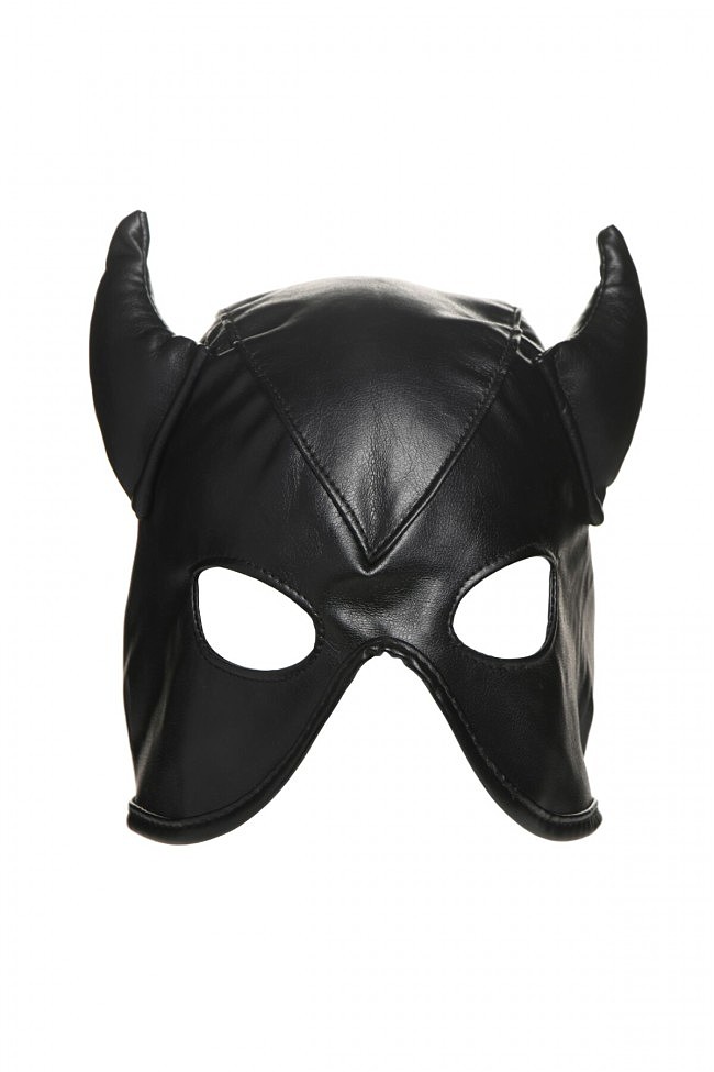 	    Master Series Dungeon Demon Bondage Mask with Horns