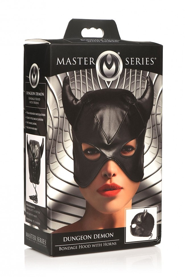     Master Series Dungeon Demon Bondage Mask with Horns