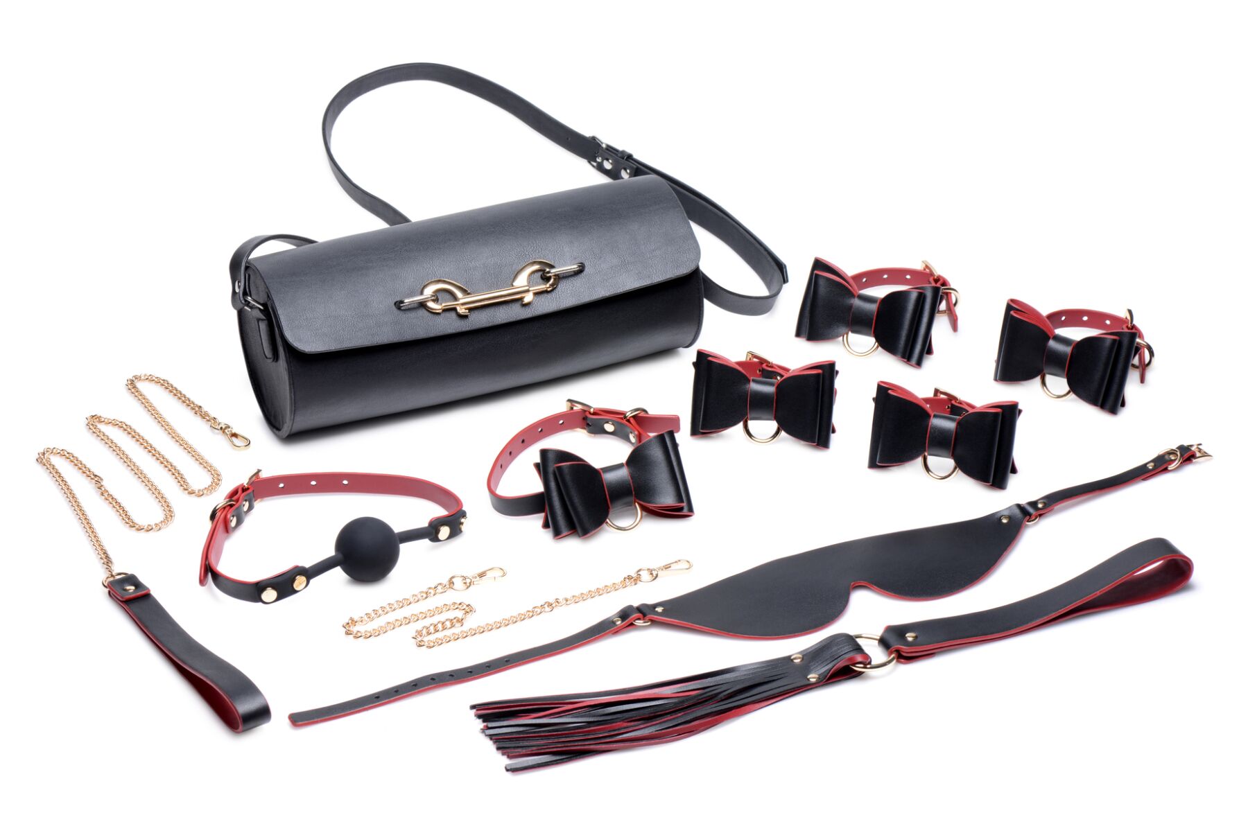      Master Series Bow Luxury BDSM Set With Travel Bag, 11 
