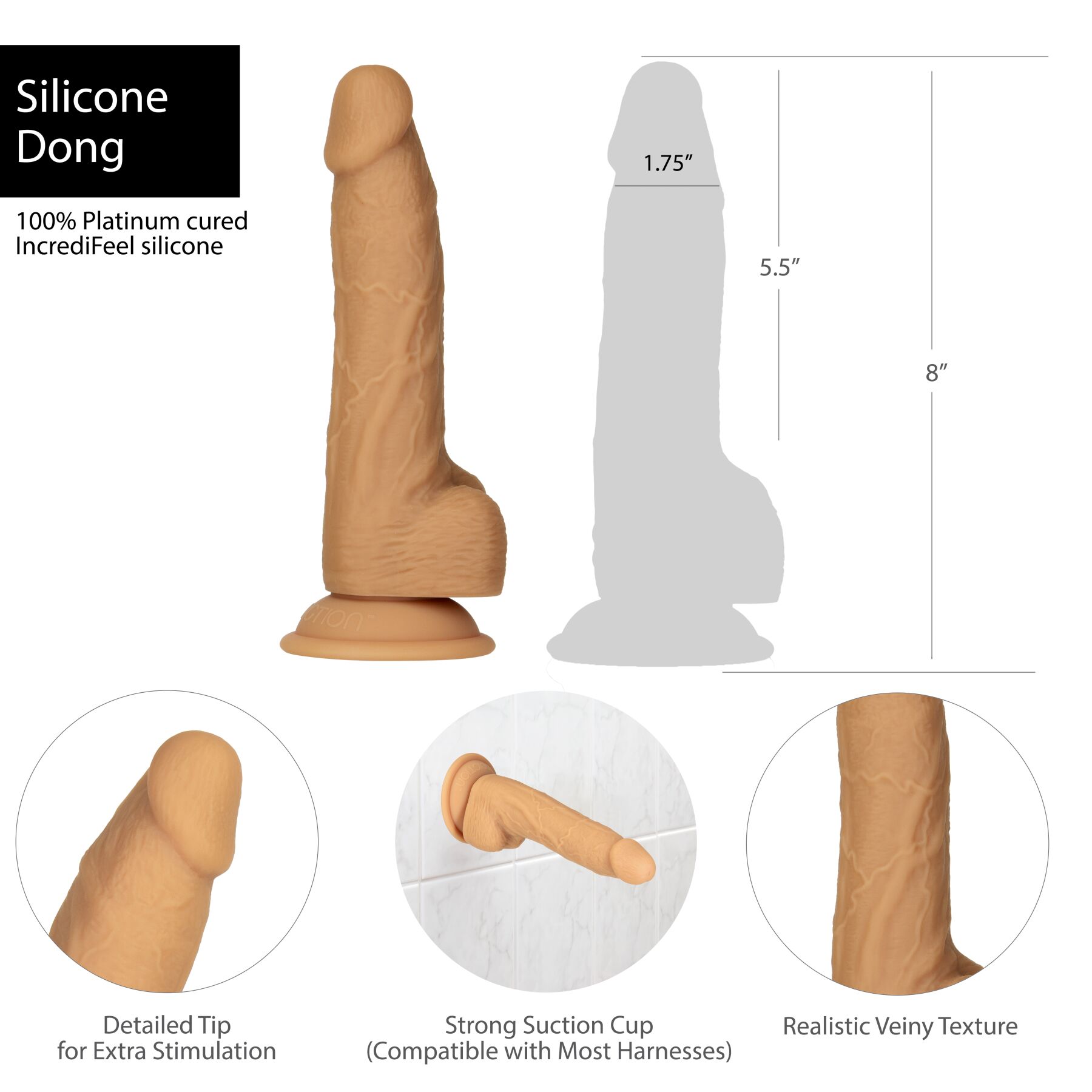  ADDICTION Dual Density Silicone Dildo Caramel,  , 20,3  4,3 