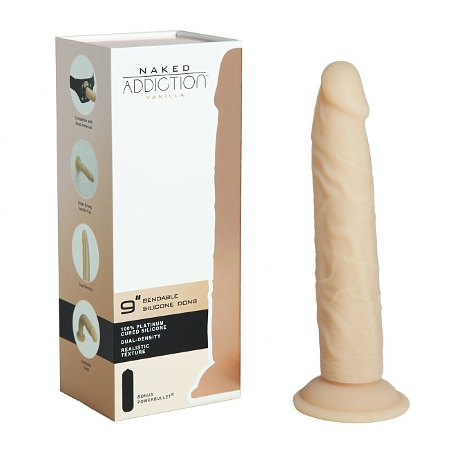  Naked Addiction Silicone Dual Density Bendable Dildo Vanilla,   