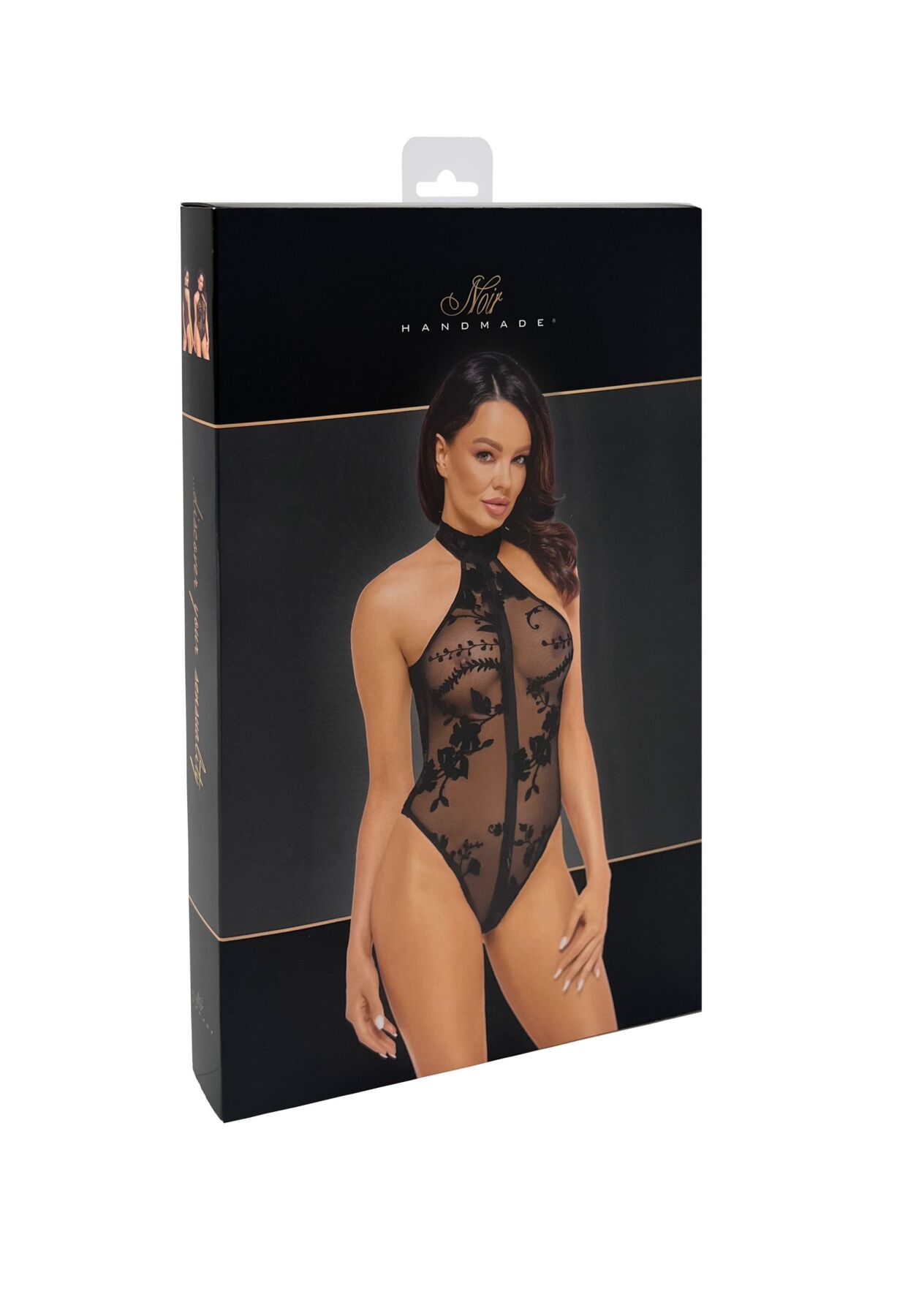   Noir Handmade F314 Ego flocked mesh halter bodysuit, -
