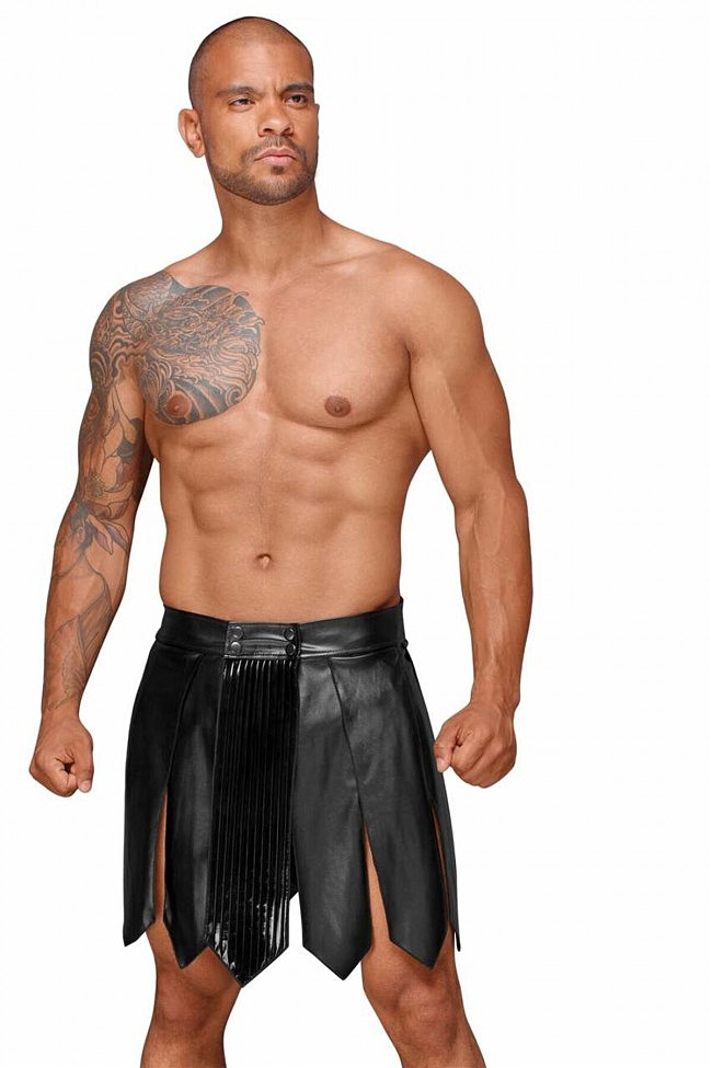  - Noir Handmade H053 Eco leather mens gladiator skirt, 