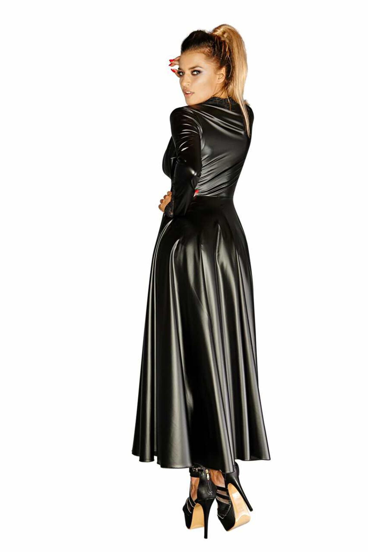 -    Noir Handmade F128C Powerwetlook gown coat