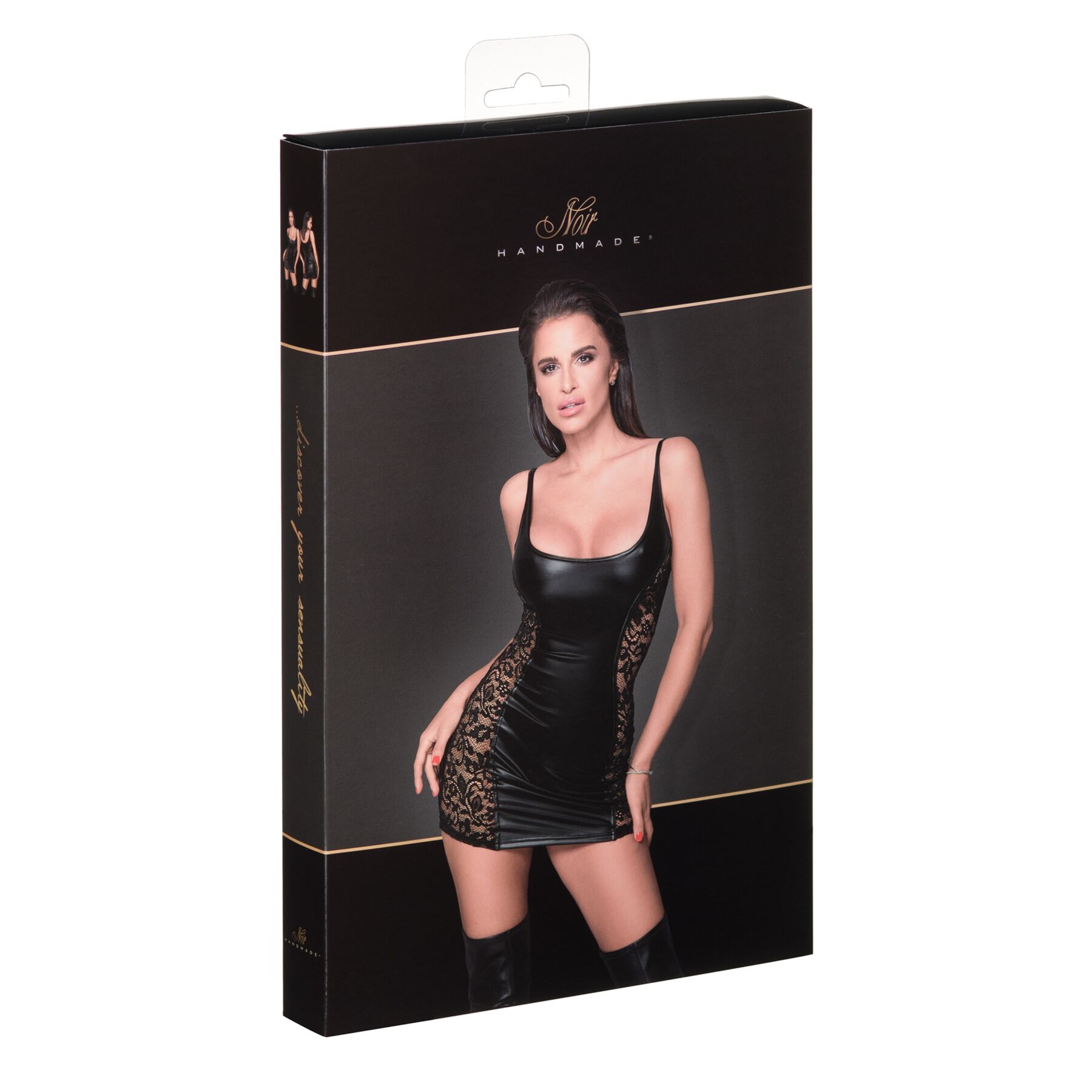     Noir Handmade F229 Powerwetlook dress with lace inserts