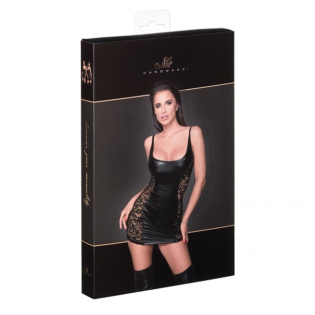     Noir Handmade F229 Powerwetlook dress with lace inserts