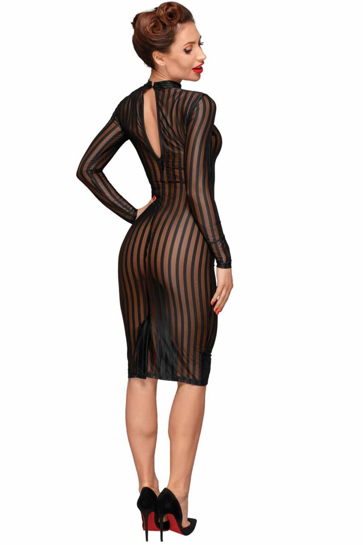  - Noir Handmade F182 Classic dress made of elastic tulle,  