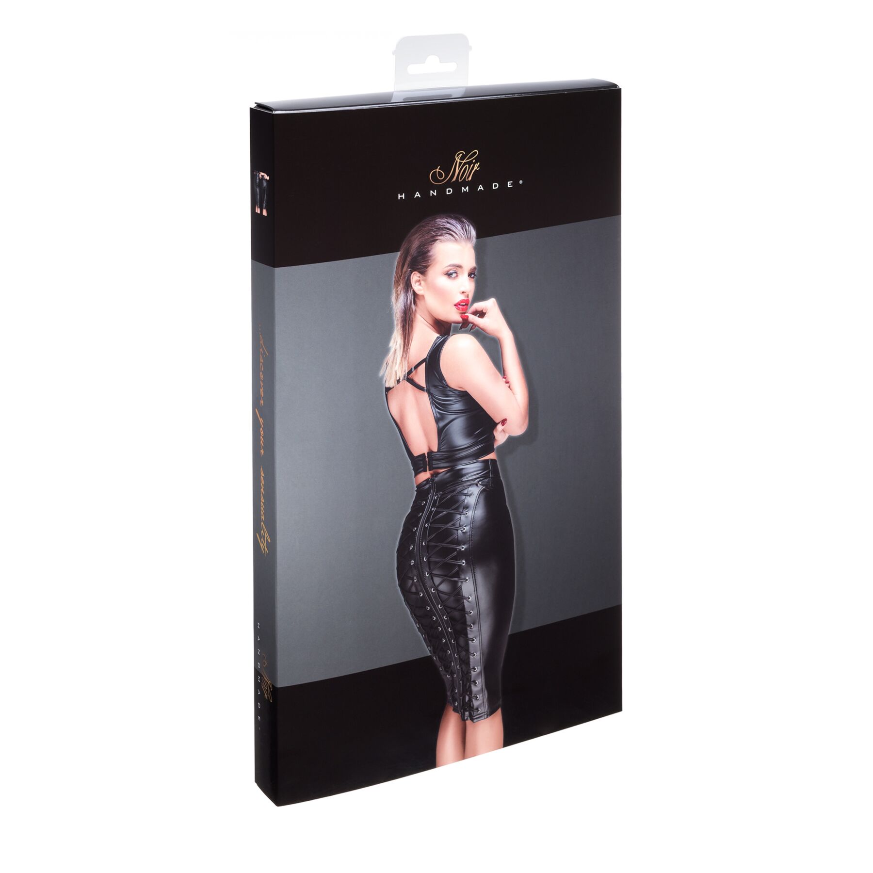 -   Noir Handmade F152 Powerwetlook pencil skirt,   