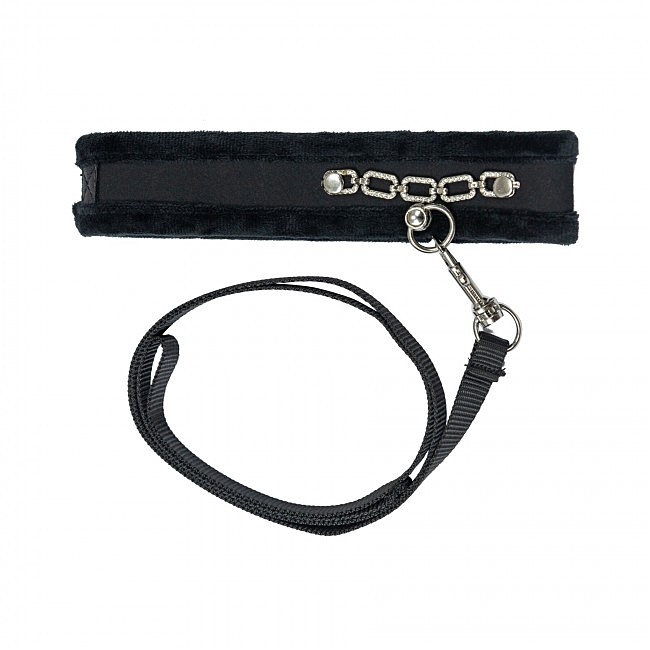    Punishment Crystal Collar & Leash Black