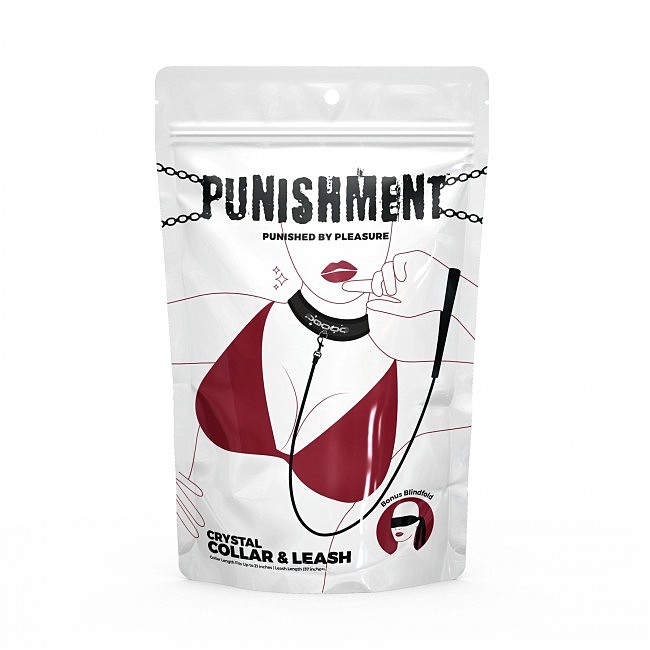    Punishment Crystal Collar & Leash Black