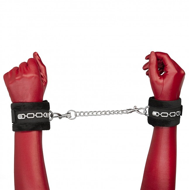  Punishment Crystal Detail Handcuffs Black,    