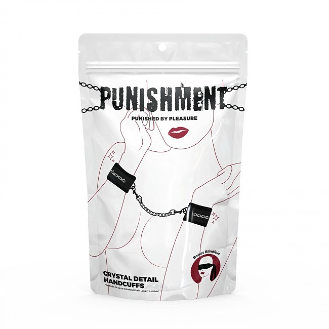  Punishment Crystal Detail Handcuffs Black,    