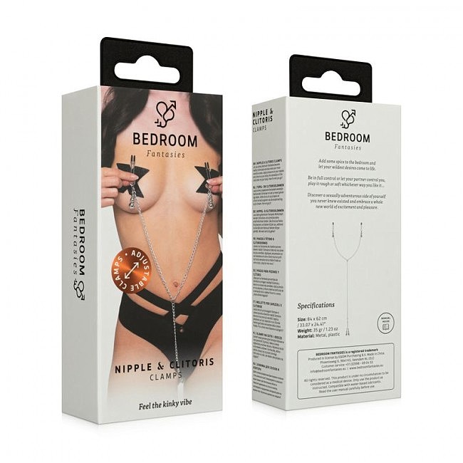      Bedroom Fantasies Nipple and Clitoris Clamps Silver, -