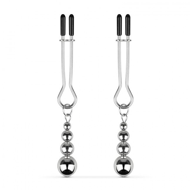     - Bedroom Fantasies Nipple Clamps with Beaded Chain Silver