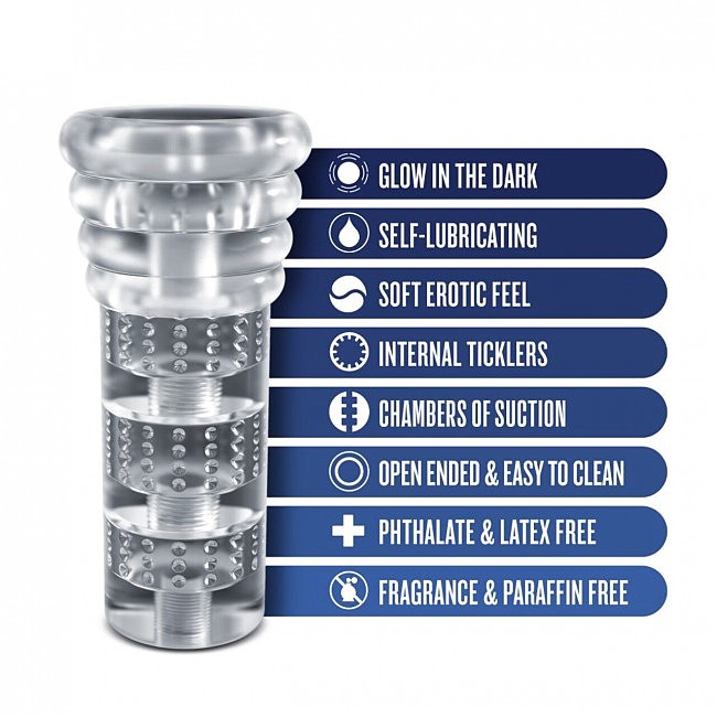 - Rize by Blush Luz Glow in the Dark Masturbator Clear,   