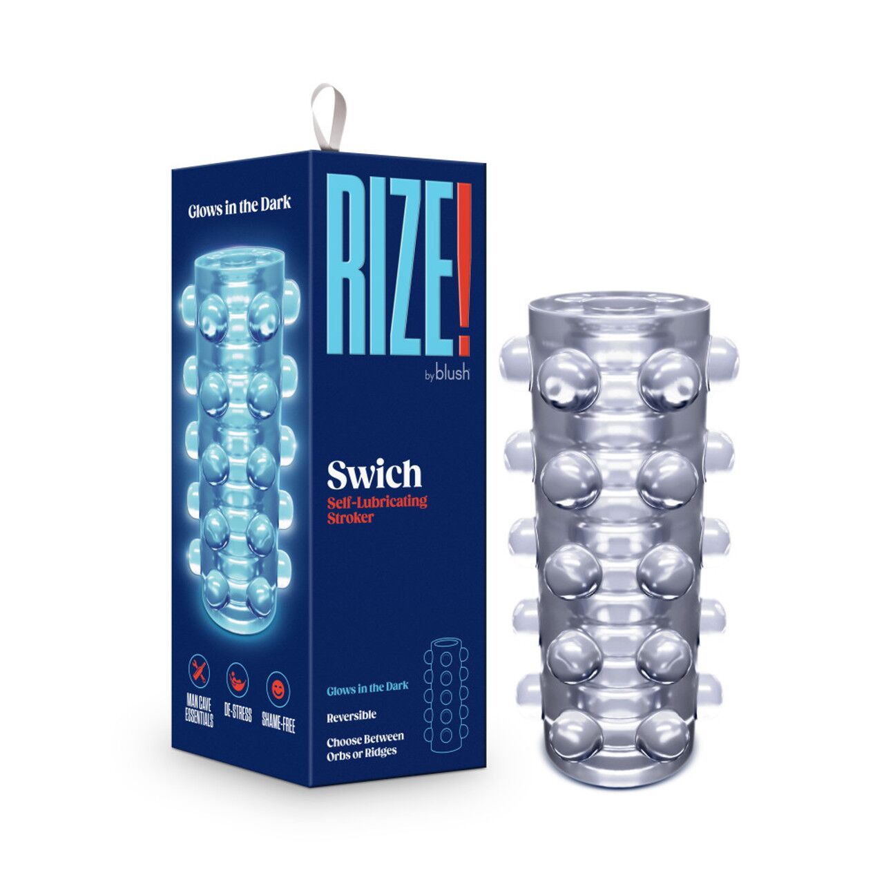 	  Rize by Blush Swich Glow in the Dark Masturbator Clear,   