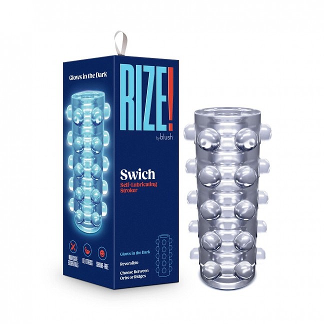 	  Rize by Blush Swich Glow in the Dark Masturbator Clear,   