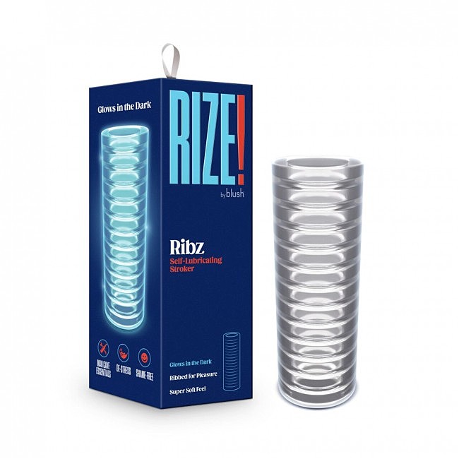   Rize by Blush Ribz Glow in the Dark Masturbator Clear,   