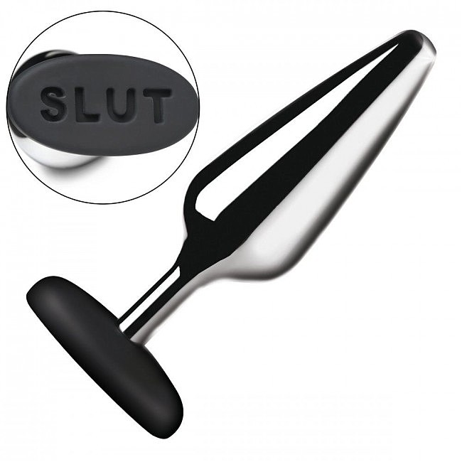  Master Series Butt Slut Metal & Silicone Butt Plug Silver, 13  4,8 