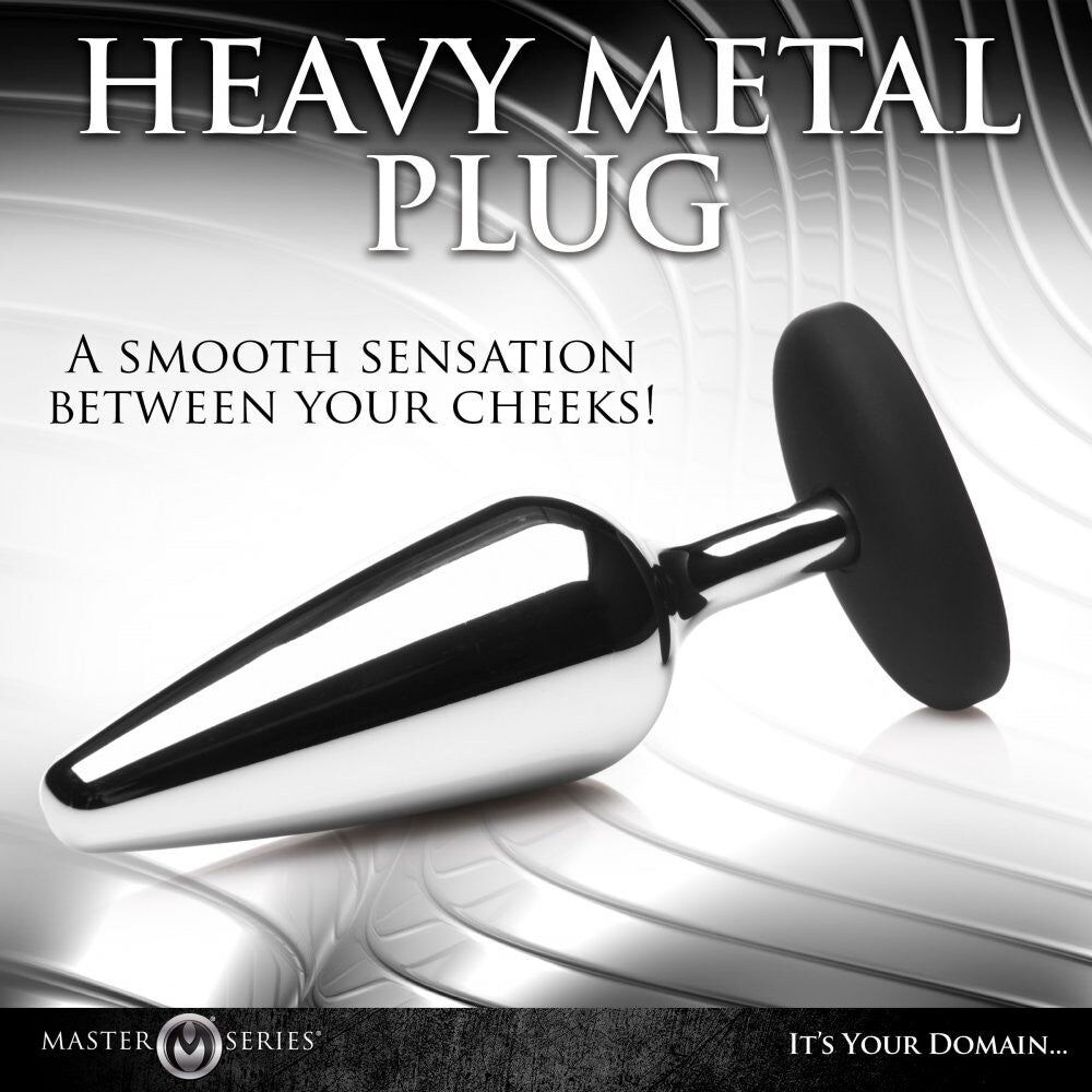   Master Series Butt Slut Metal & Silicone Butt Plug Silver, 13  4,8 