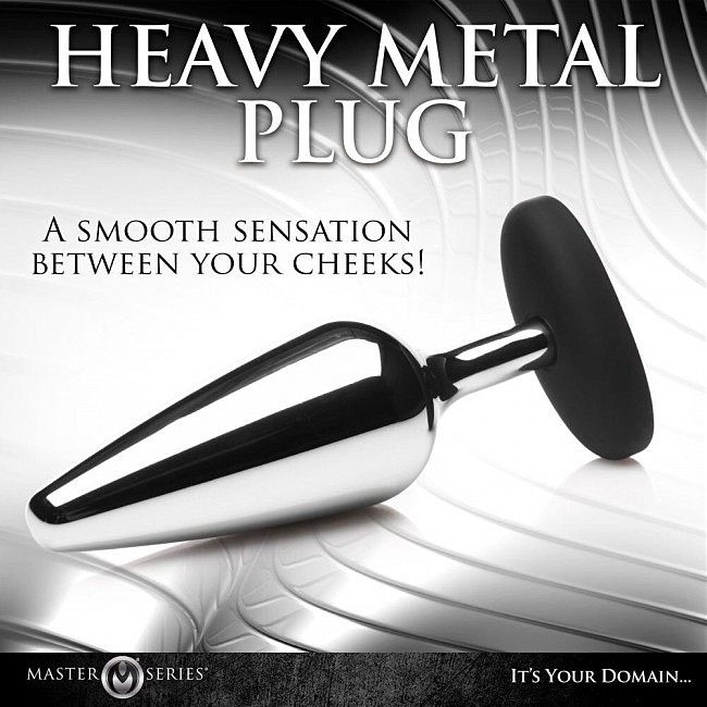   Master Series Butt Slut Metal & Silicone Butt Plug Silver, 13  4,8 