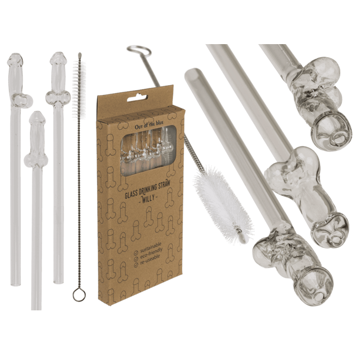 	���������� ��������-������� Glass Drinking Straw Willy OOTB (� ������ 4 �������� � �������)