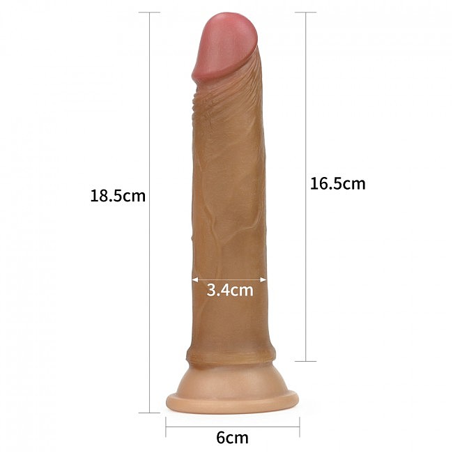    LoveToy Dual-Layered Silicone Cock 7 Brown, 18,5  3,4 