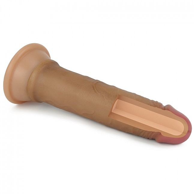    LoveToy Dual-Layered Silicone Cock 7 Brown, 18,5  3,4 