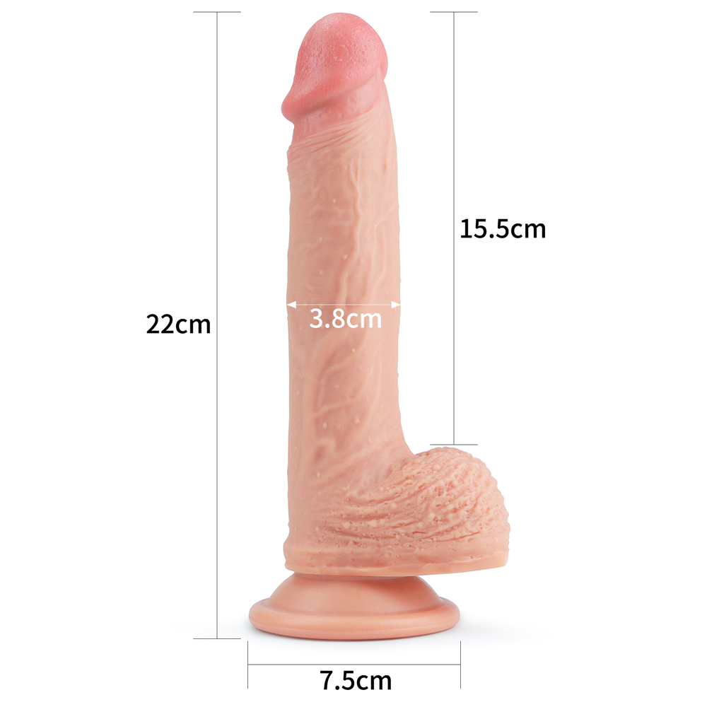 �������������-��������� LoveToy Dual-Layered Silicone Cock 8.5 Flesh, 22 � 3,8 ��