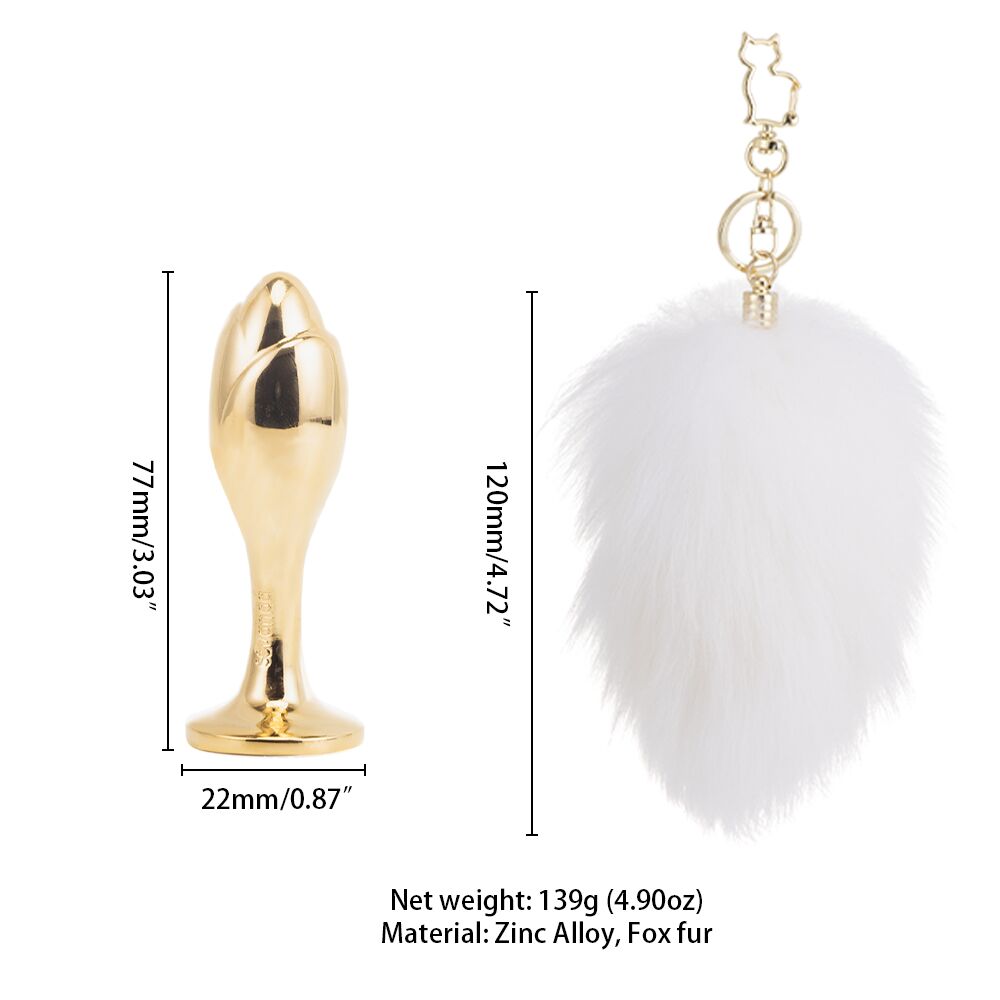 ������������� �������� ������ �������� ����� LOCKINK SEVANDA White Bunny-Tail Anal Rose-shape Plug, 7,7 � 2,7 ��