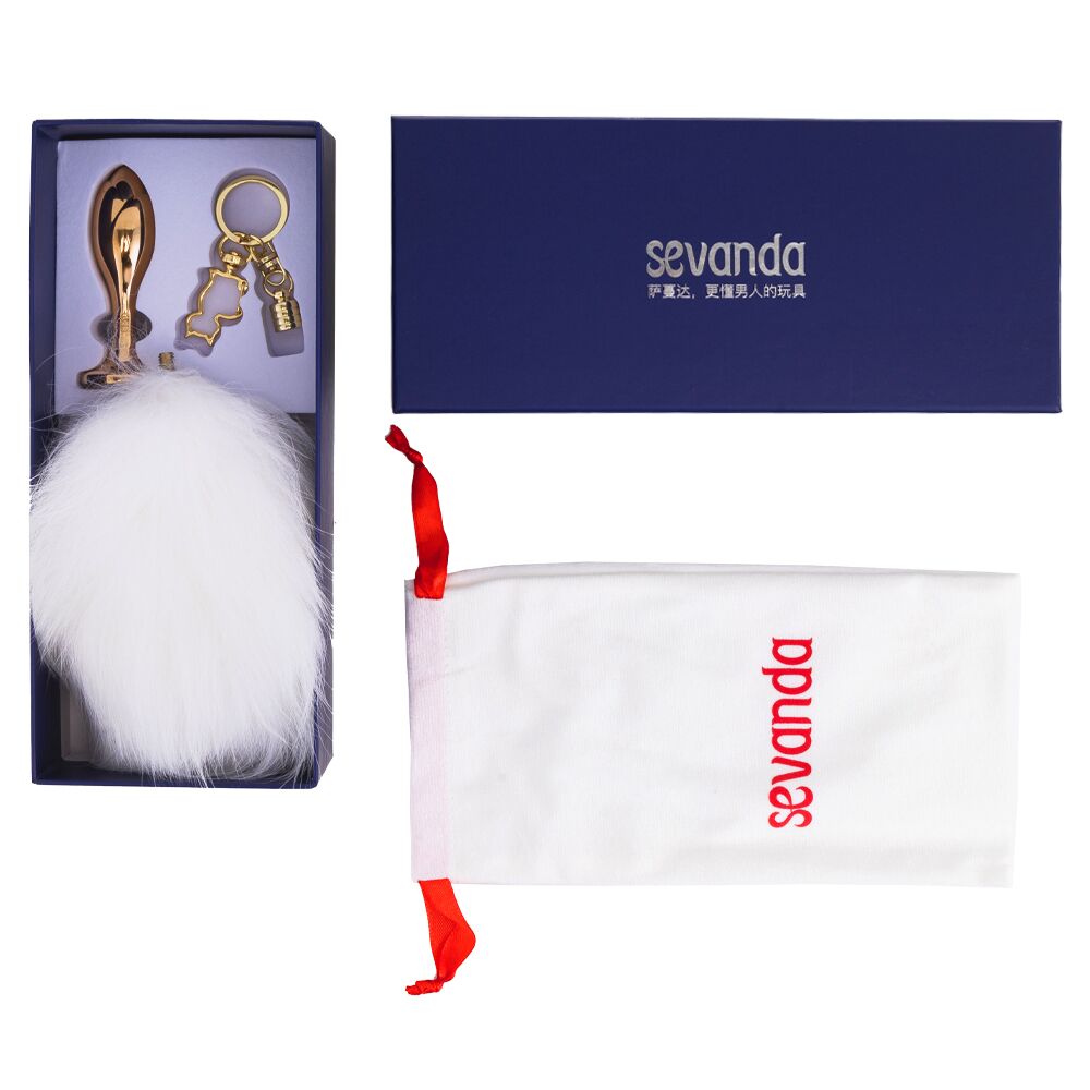 ������������� �������� ������ �������� ����� LOCKINK SEVANDA White Bunny-Tail Anal Rose-shape Plug, 7,7 � 2,7 ��