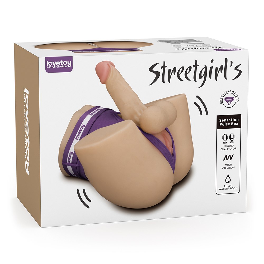 ����������� ����+������ � ������������ ����� Streetgirls Dual Motor Sensation Pulse With Dildo, 19,5 � 25,5 � 15 ��