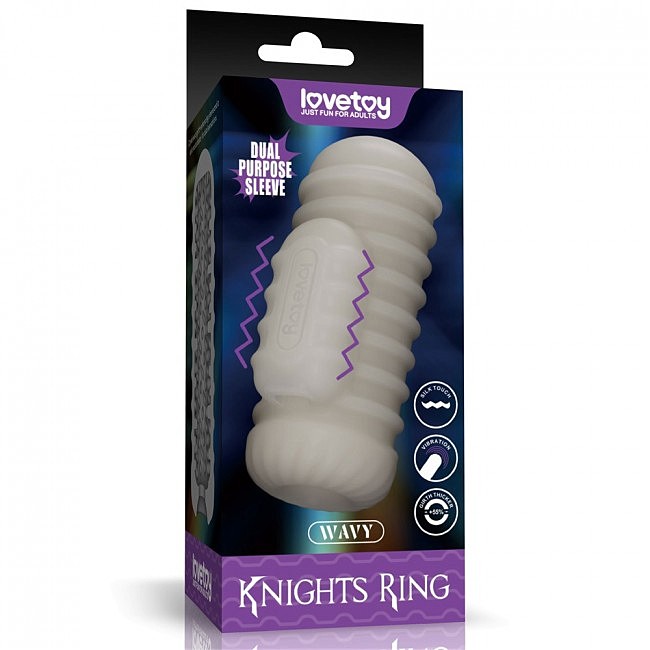    LoveToy Knights Ring Vibrating Dual Purpose Sleeve-Wavy, 13,5  3,5 