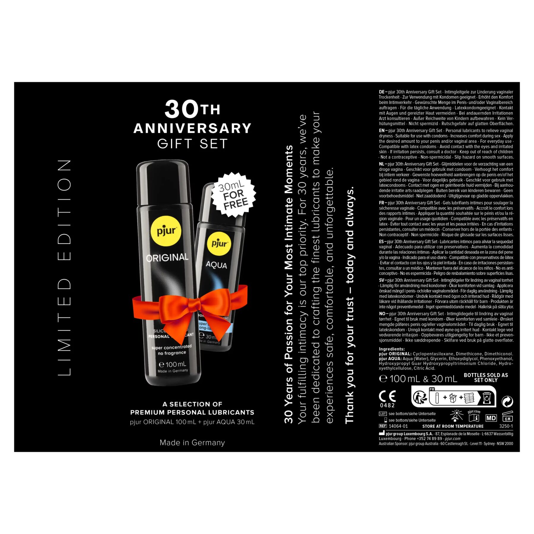 ��������� ����� ����������� pjur 30th Anniversary Gift Set: Original 100 �� � Aqua 30 ��