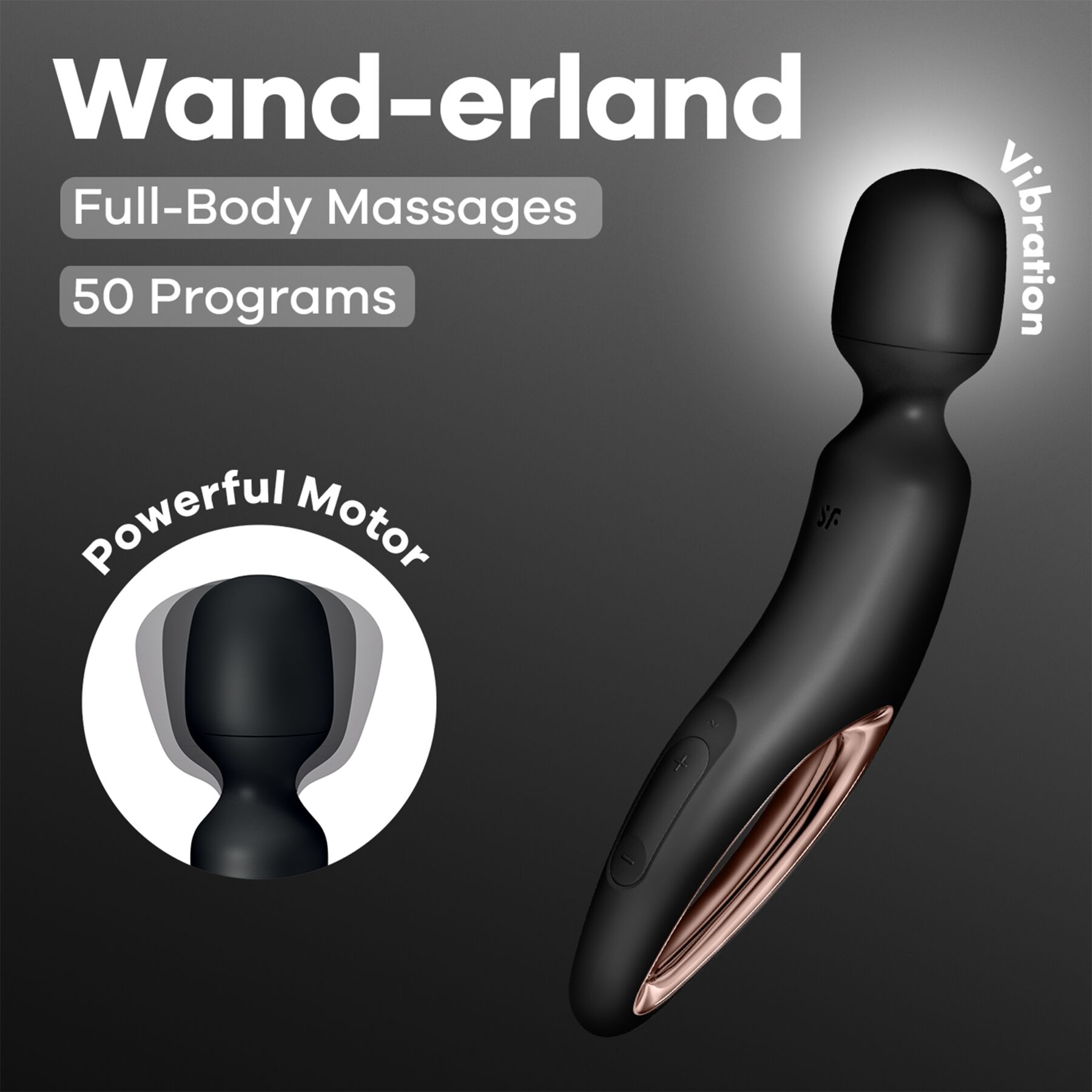 �������������-�������� Satisfyer Wand-erland (Black/Rosegold), 50 ��������� ��������, 30 � 5,4 ��