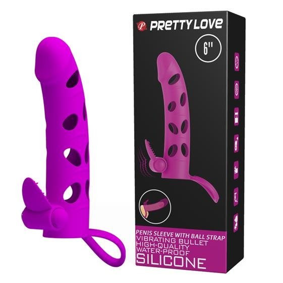     Pretty Love Vibrating Penis Sleeve With Ball, 15,2  3,3 