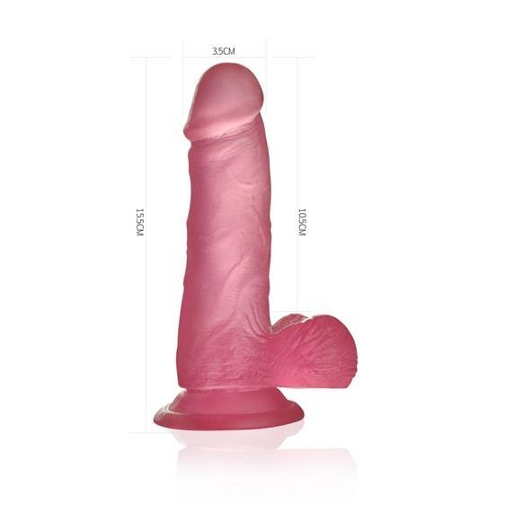 ������� ������������ � �������� Jelly Studs Crystal Dildo Small 6 Pink LoveToy, 15,5 � 3,5 ��