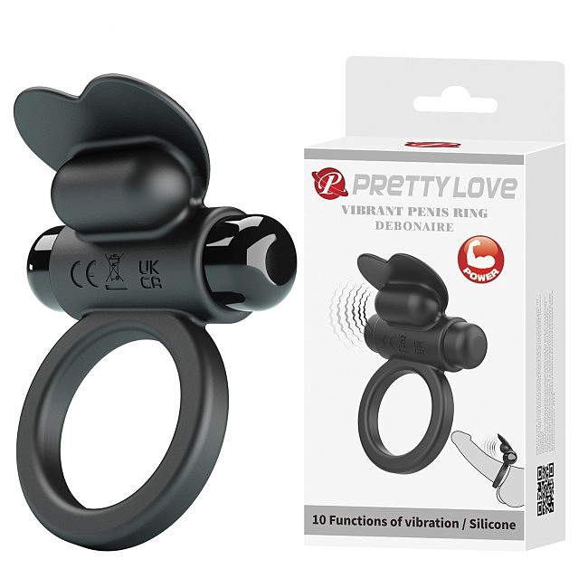   Pretty Love Vibrant Penis Ring Debonaire Black, 10  