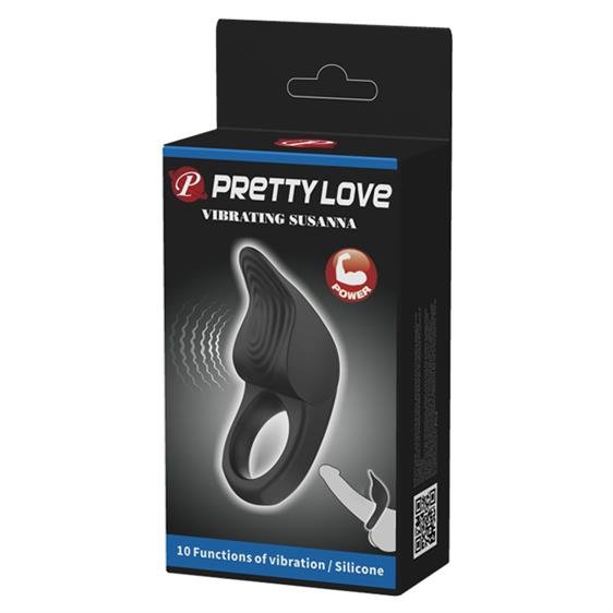 ����������� ����������� Pretty Love Vibrating Susanna Cock Ring Black, 10 ������� ��������