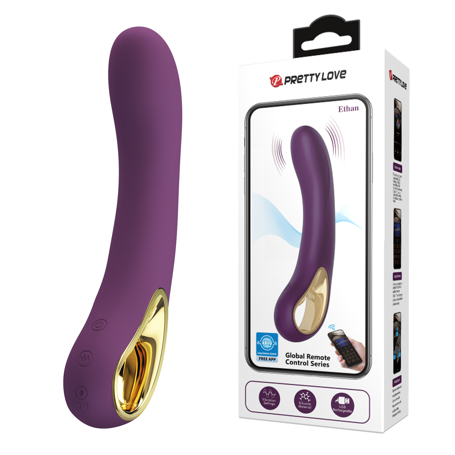 Hi-tech �������� ����������� Pretty Love Ethan RC Control Vibrator Purple, 20 � 3,5 ��