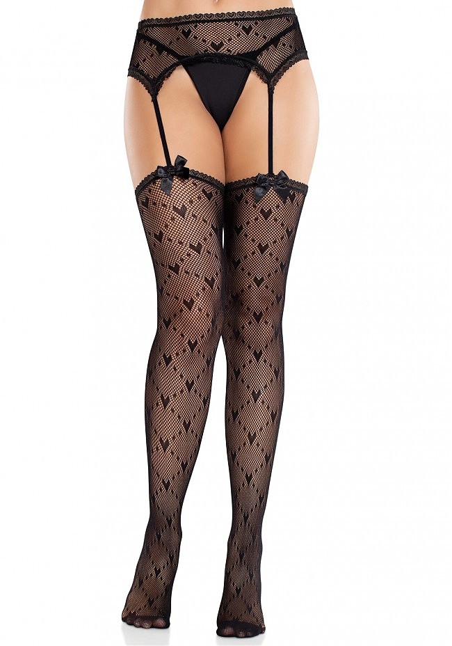  -   Leg Avenue Heart Garterbelt Stockings One Size,  