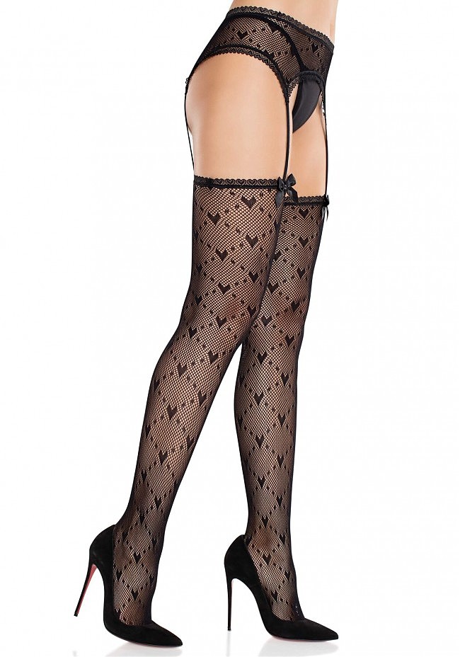  -   Leg Avenue Heart Garterbelt Stockings One Size,  