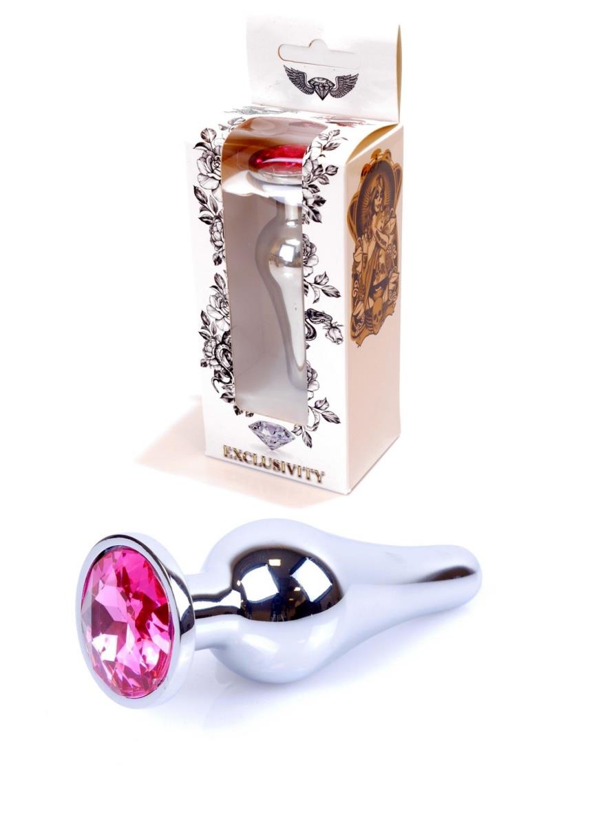 �������� ������ ���������� Jewellery Silver BUTT PLUG Pink � ����������, 9,5 � 3 ��