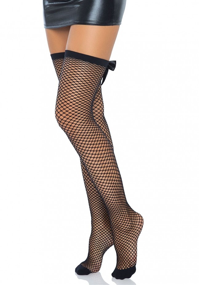  -    Leg Avenue Bow back seam thigh highs One size,  