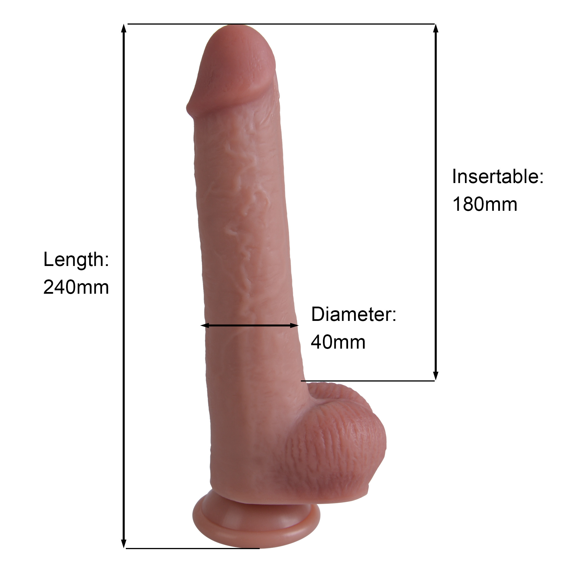 ������������� � �������� Erospace Natural Play Silicone Dildo D3, ��������, 24 � 4 ��