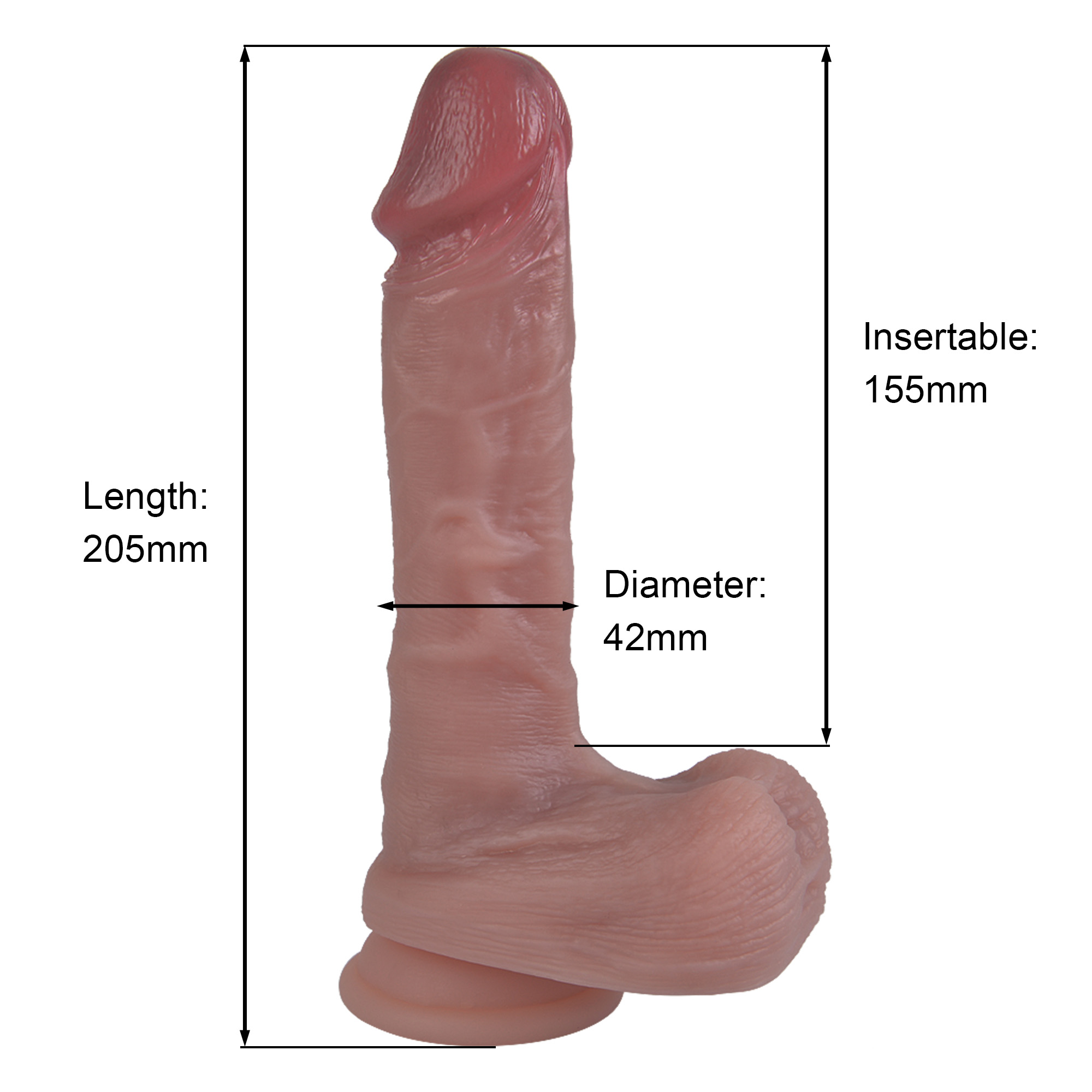 ������������ ����� � �������� Erospace Natural Play Silicone Dildo D2, 20,6 � 4,2 ��