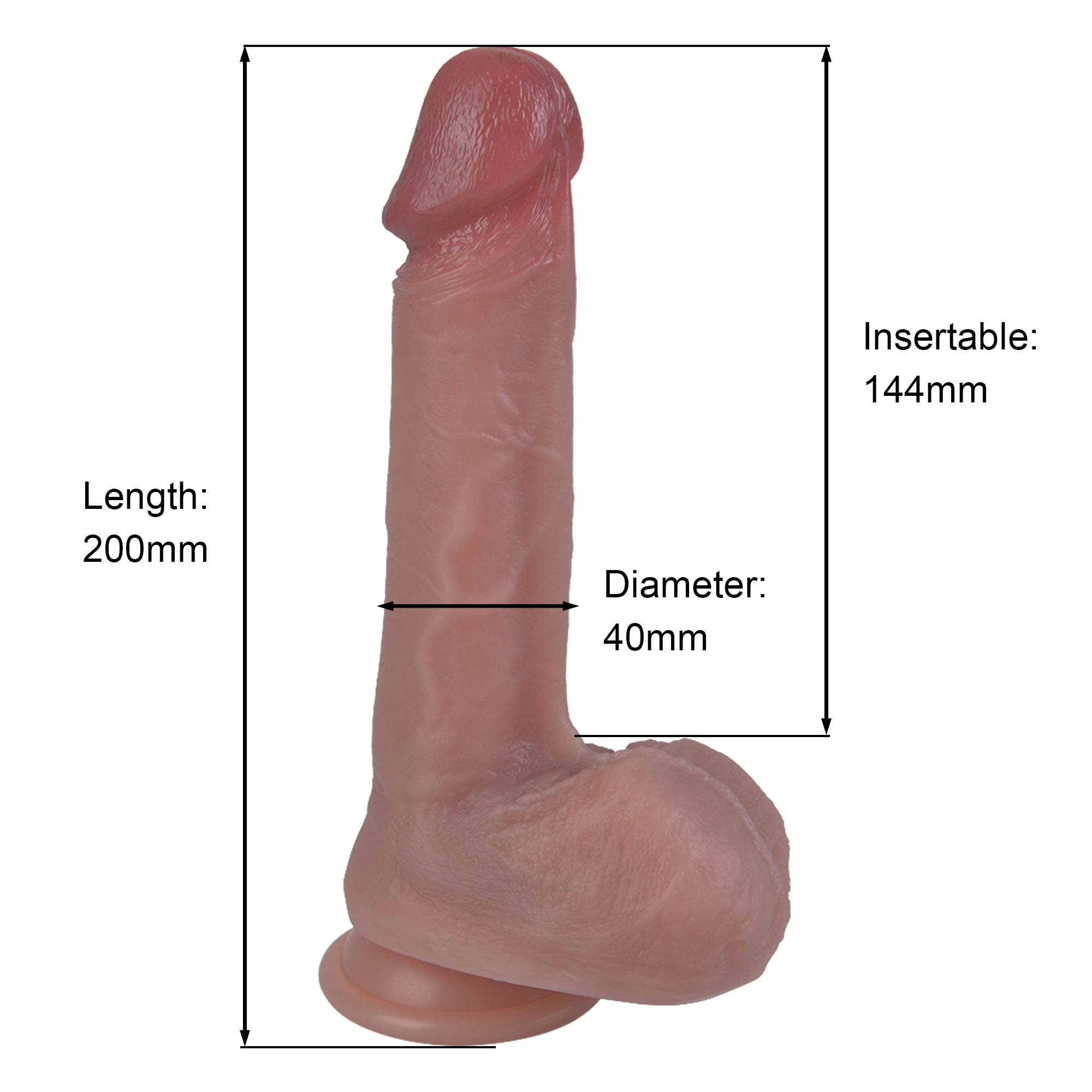 �������������-��������� Erospace Natural Play Silicone Dildo D1, ������� ��������, 21 � 4 ��