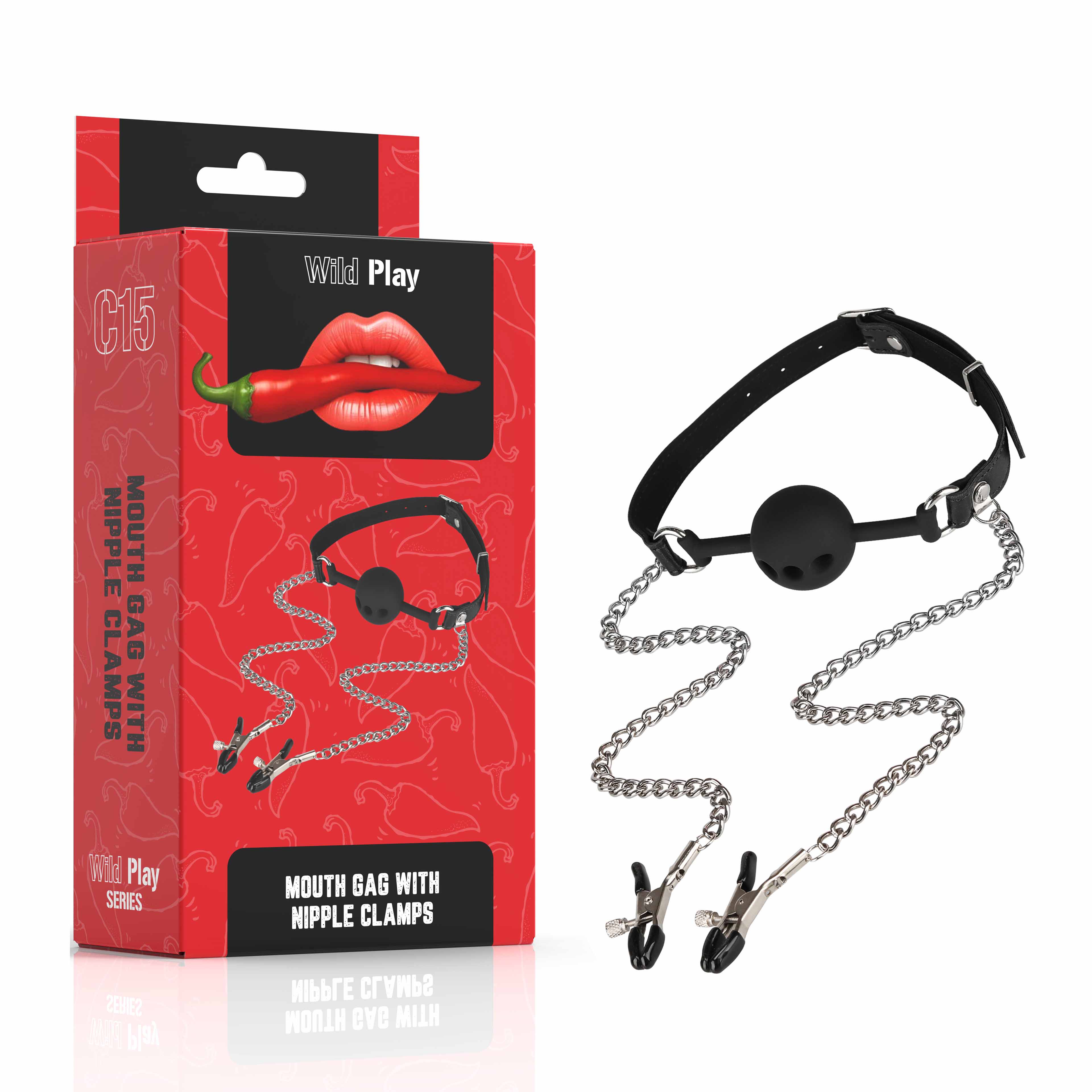 ���� � �������� ��� ������ Wild Play Mouth Gag With Nipple Clamps C15, ������� ������ 4 ��